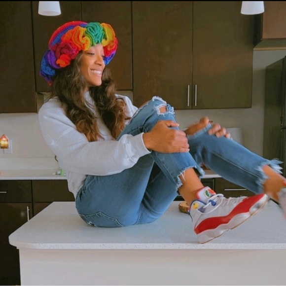 Colorful Rainbow Handmade Ruffle Hat - Picture 5 of 6